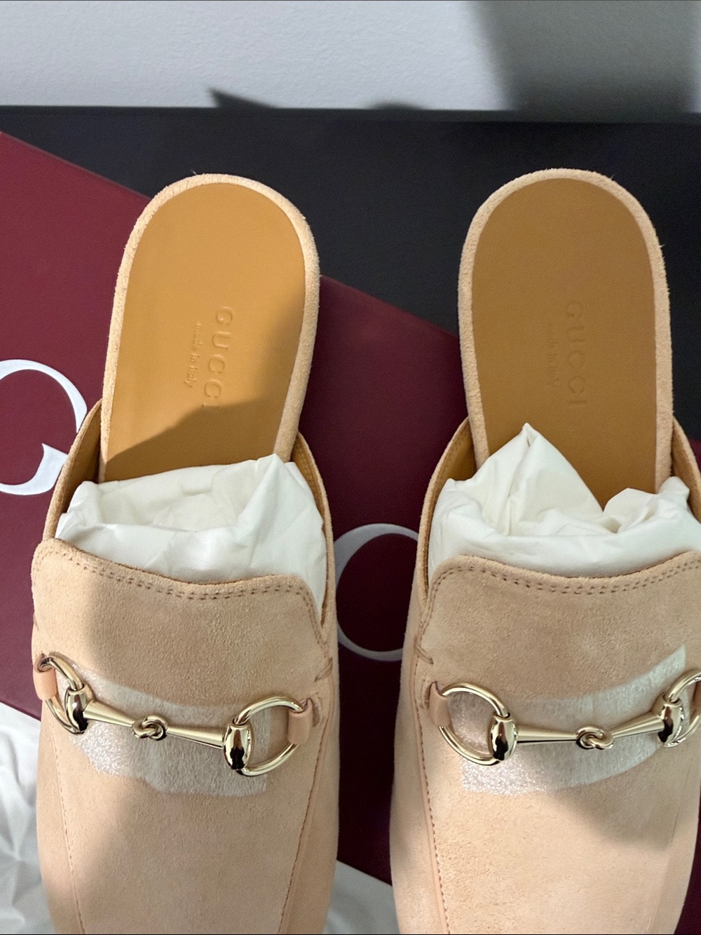 Gucci Rose Suede Horsebit Princetown Loafers - Picture 3 of 7